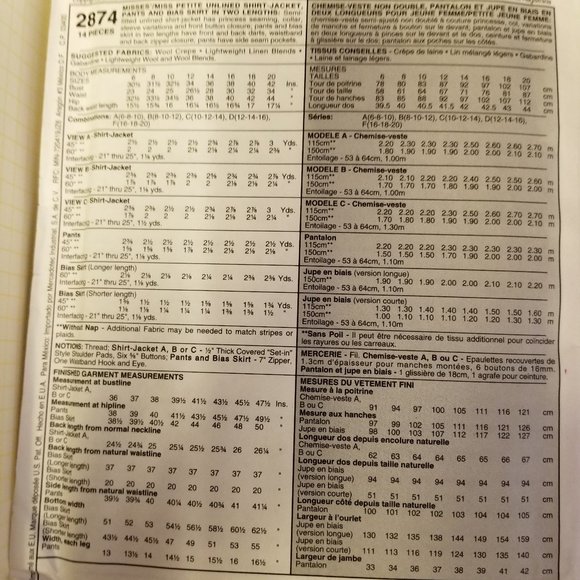 ✅2874 McCalls Misses Shirt Jacket Pants Bias Skirt - Picture 6 of 6